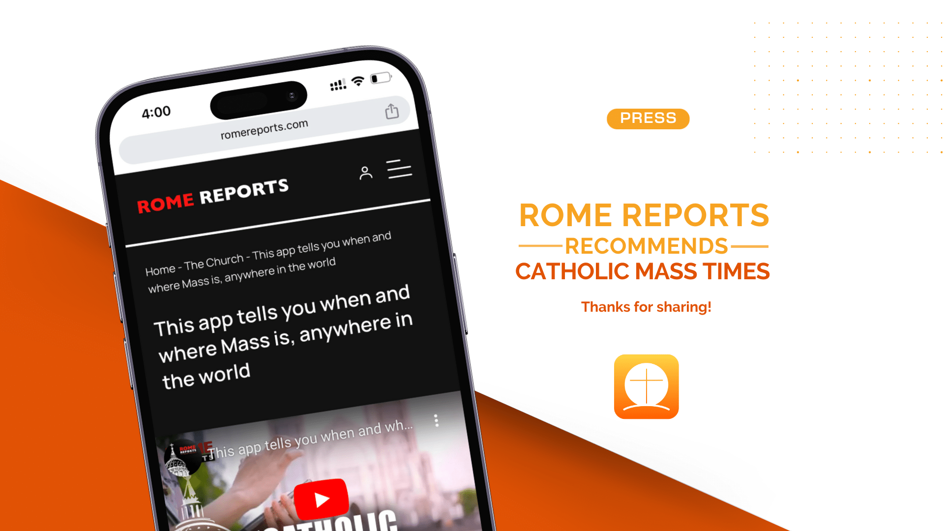 Rome Reports highlights the Catholic Mass Times app