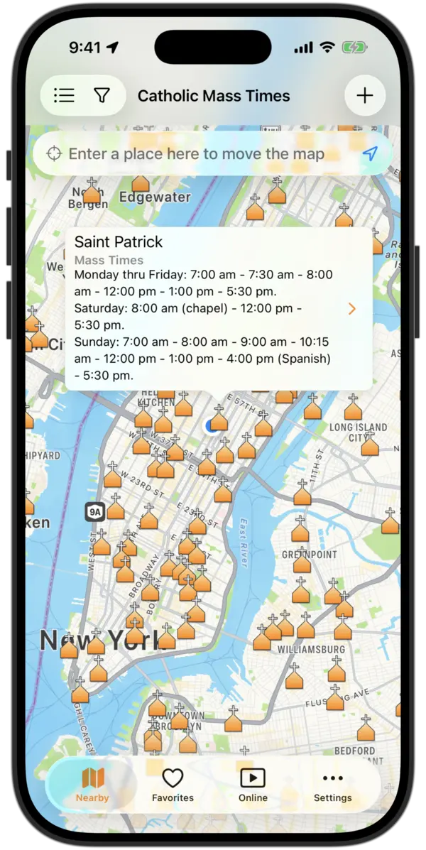 Catholic Mass Times app - Map of Catholic churches near me