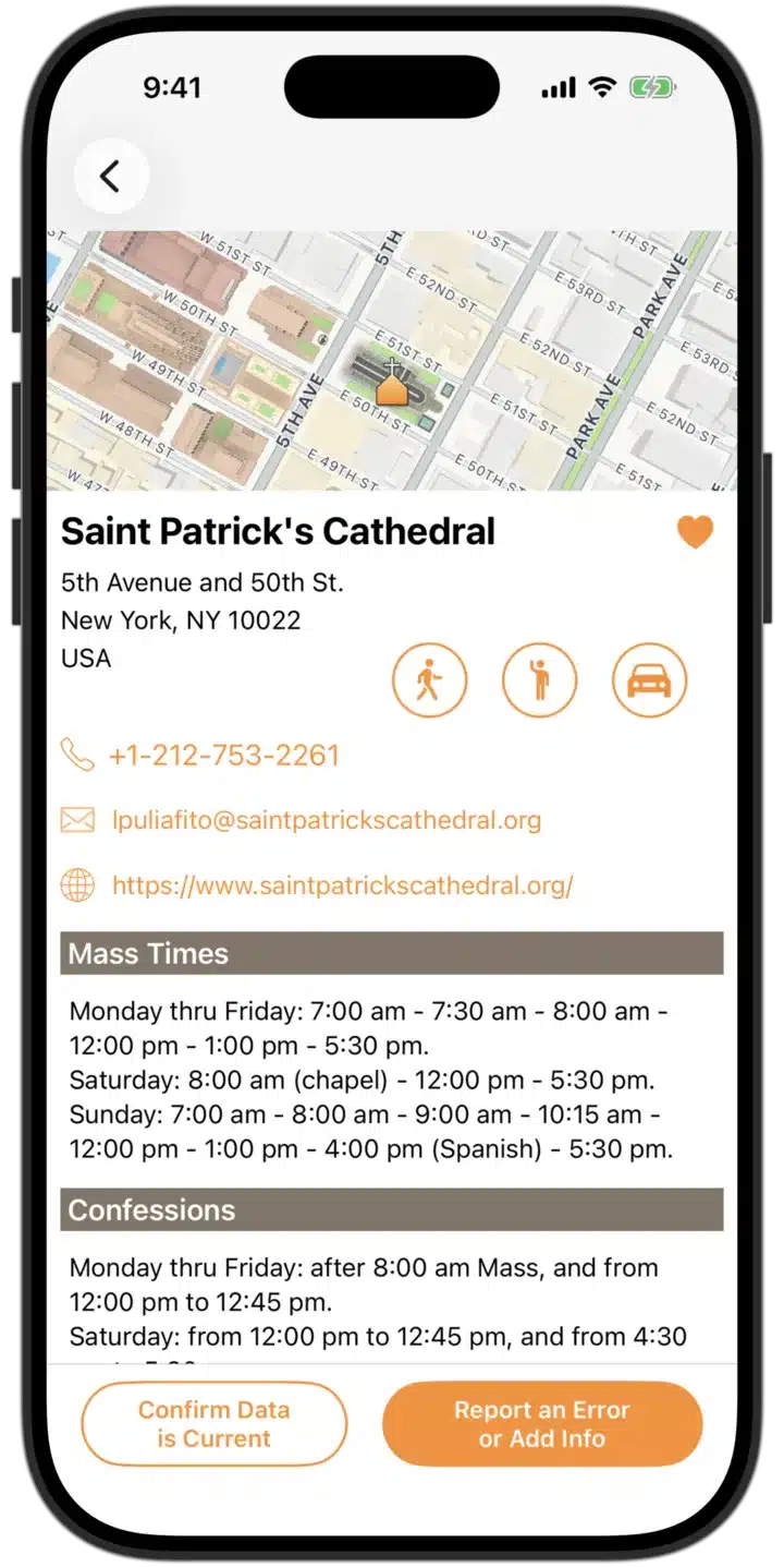 Catholic Mass Times app - Catholic church contact info and Mass schedule